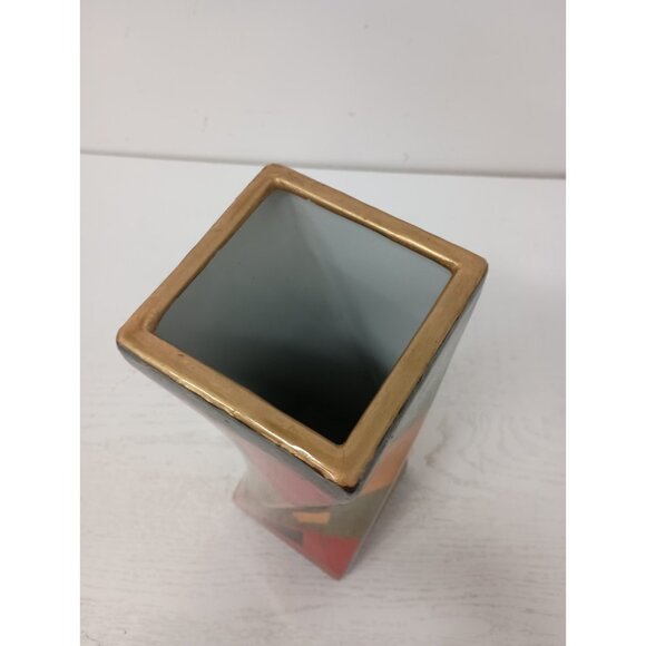 VTG Lavie Multicolor Ceramic Geometric Pattern Twisted Design Vase Art Decor - Picture 3 of 11